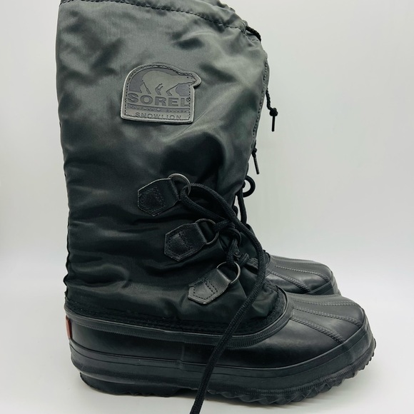 SOREL SNOW LION WOMENS BLACK WATERPROOF BOOTS SIZE 6 - Picture 10 of 16